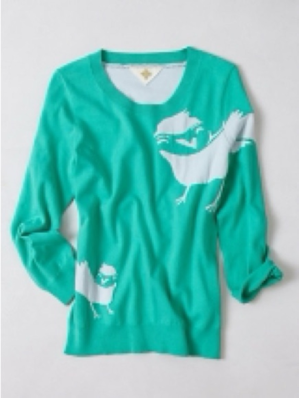 Anthropologie Monogram Empty Nest Pullover 3/4 Length Sleeve Sweater